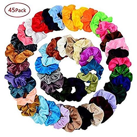 45 Pieces of Assorted Colors Velvet Scrunchies