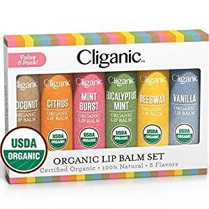 Cliganic Organic Lip Balm Set of 6