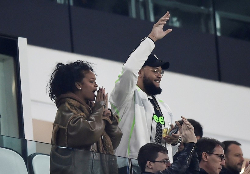 Rihanna with brother Rorrey Fenty at Cristiano Ronaldo team Juventus soccer match, Italy