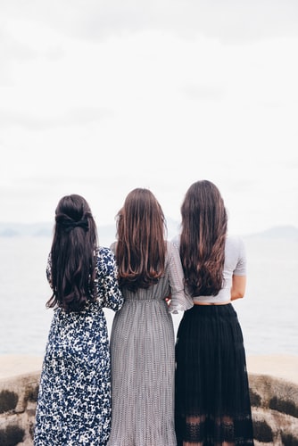 Three women with beautiful hair