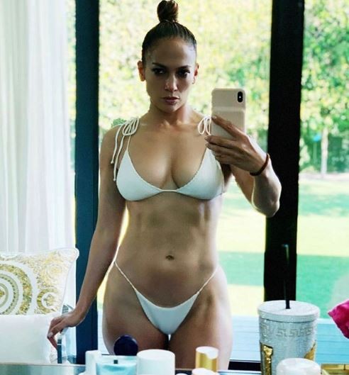 Jennifer Lopez in white bikini