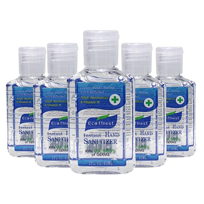 BushKlawz Eco Finest 5 Pack of 2 oz Rinse Free Alcohol Instant Hand Sanitizer 