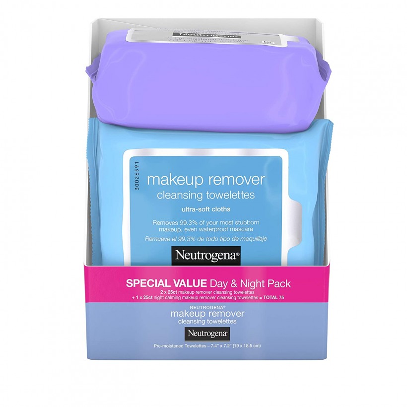 Neutrogena Day & Night Wipes with Makeup Remover Face Cleansing Towelettes 
