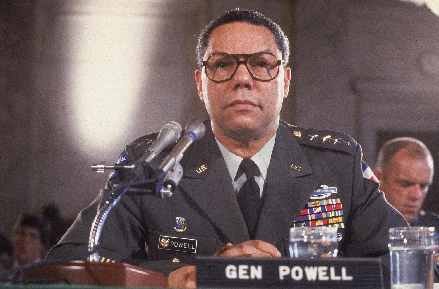 20th September 1993: General Colin Powell testifying before a Senate committee on his appointment as Chairman of the Joint Chiefs of Staff. 
