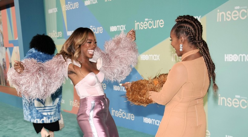 Yvonne Orji and Issa Rae attend the Premiere of HBO's 
