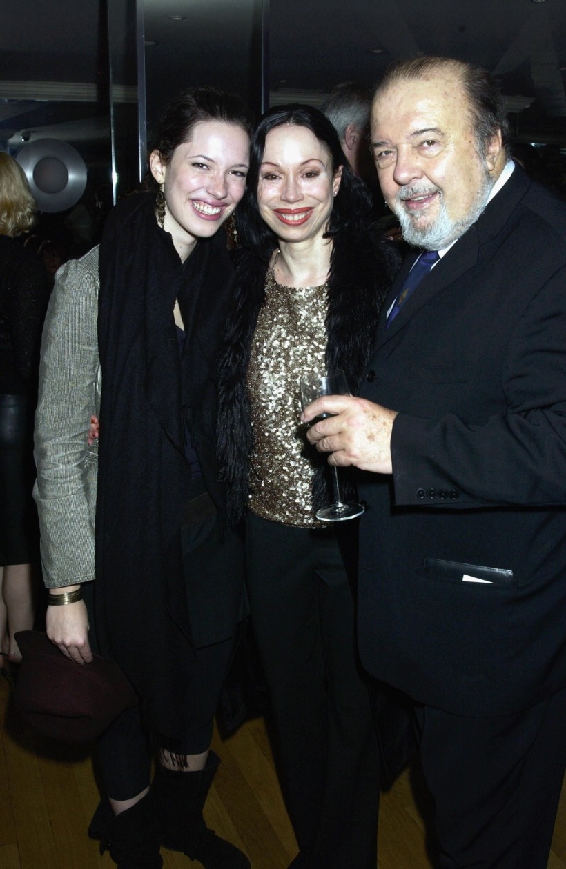 Sir Peter Hall with his ex wife Maria Ewing and their daughter Rebecca Hall attend the first night afterparty for 'Mrs Warrens Profession' on October 10th, 2002 at Dial restaurant, London. 