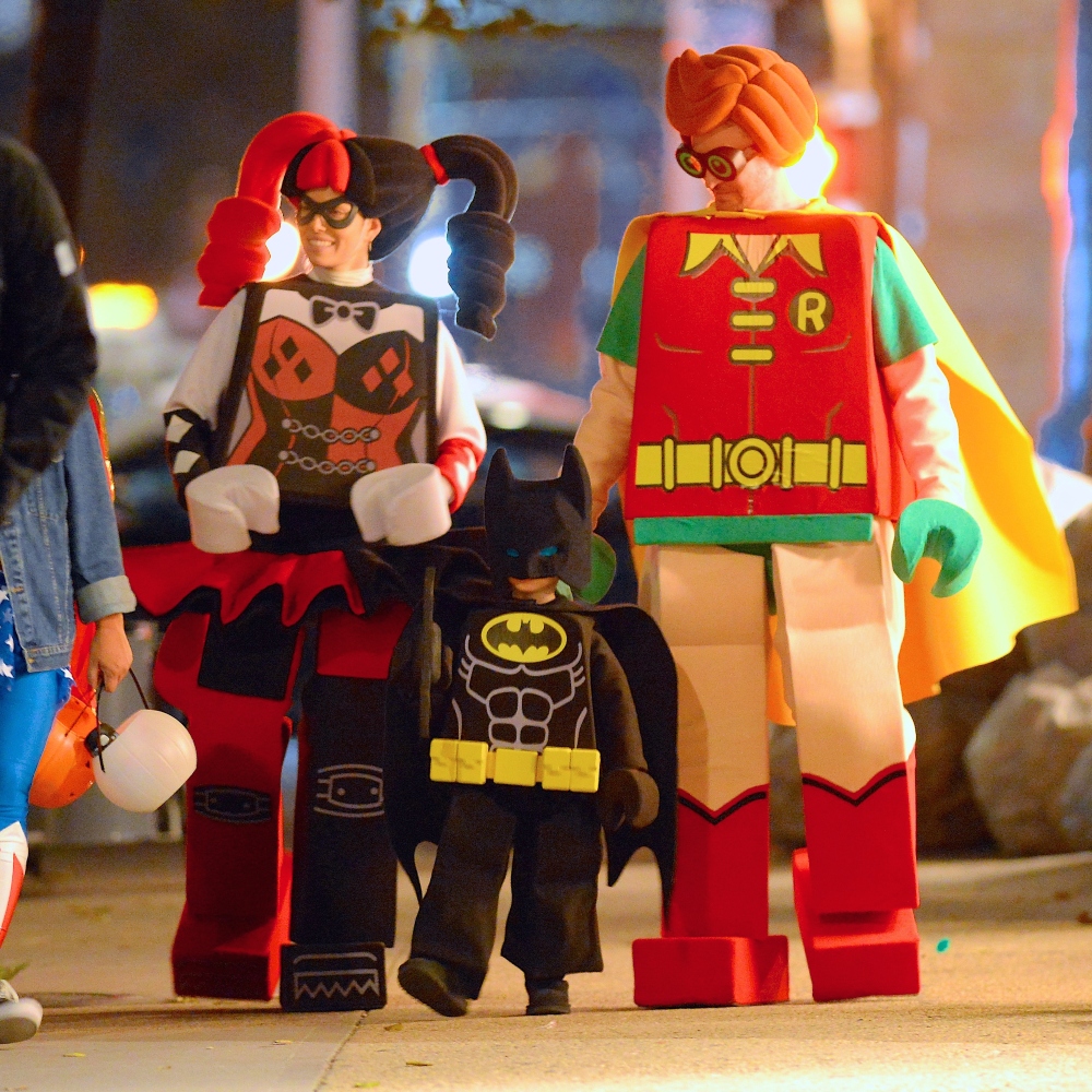 Justin Timberlake Jessica Biel and son dressed up as characters from Lego Batman for Halloween