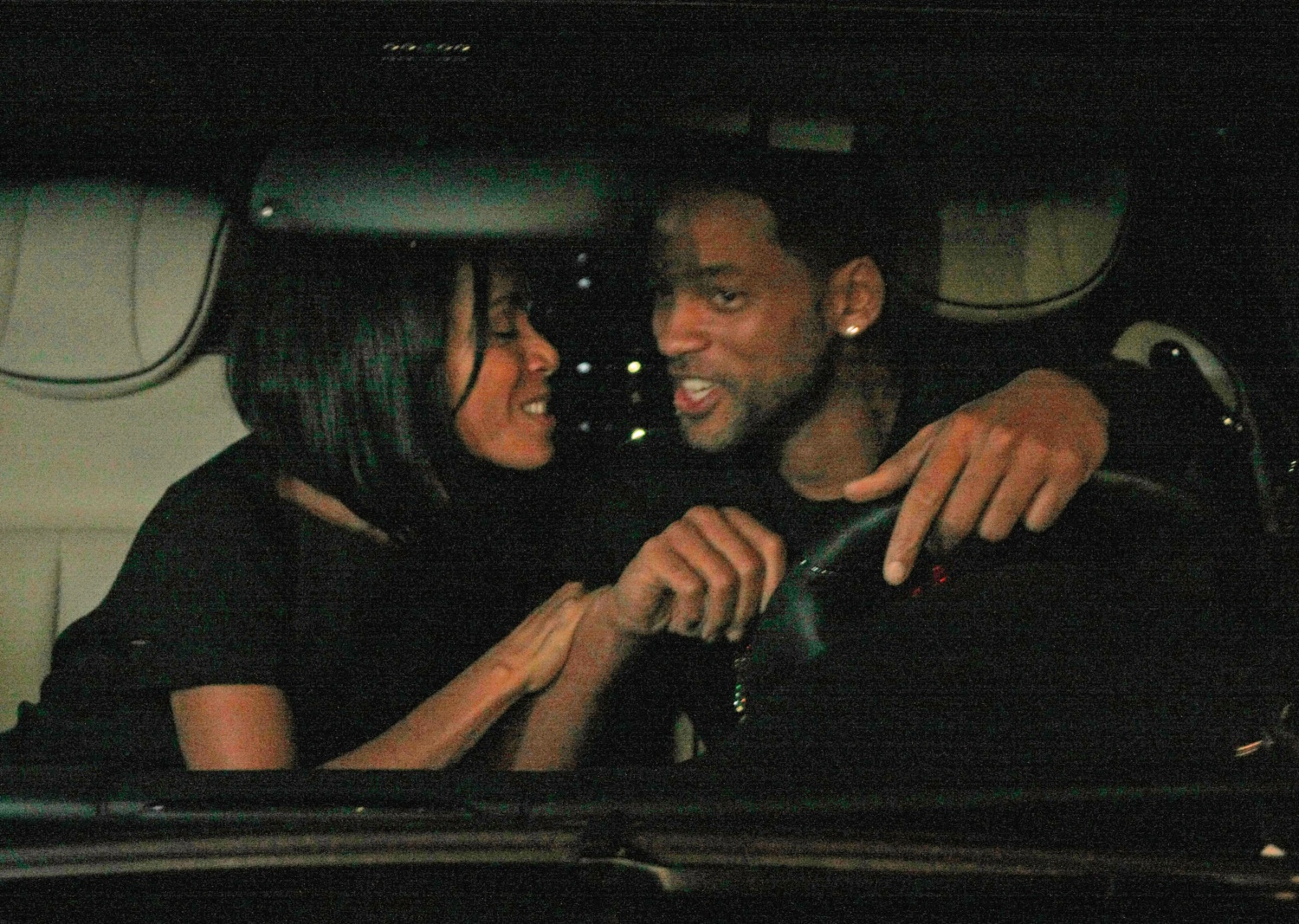  Actor Will Smith and wife actress Jada Pinkett Smith leave the Cut resturant in Beverly Hills after dining with Tom Cruise and Kathie Holmes on February 27, 2008 in Los Angeles California. 