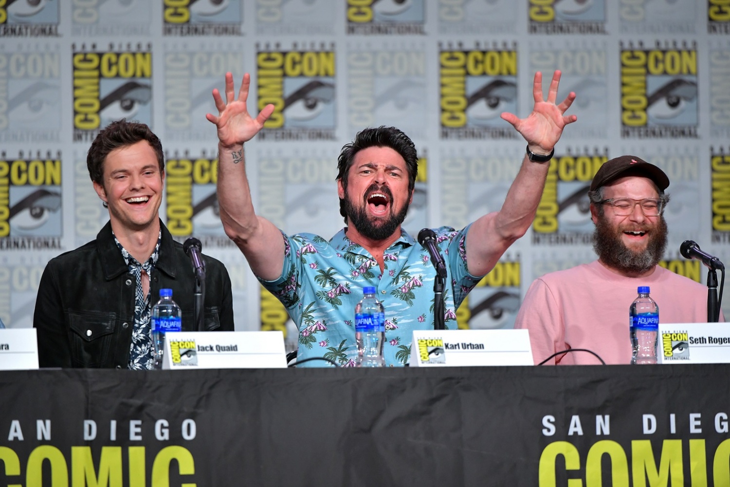 2019 Comic-Con International - "The Boys" Panel People: Jack Quaid, Karl Urban, Seth Rogen