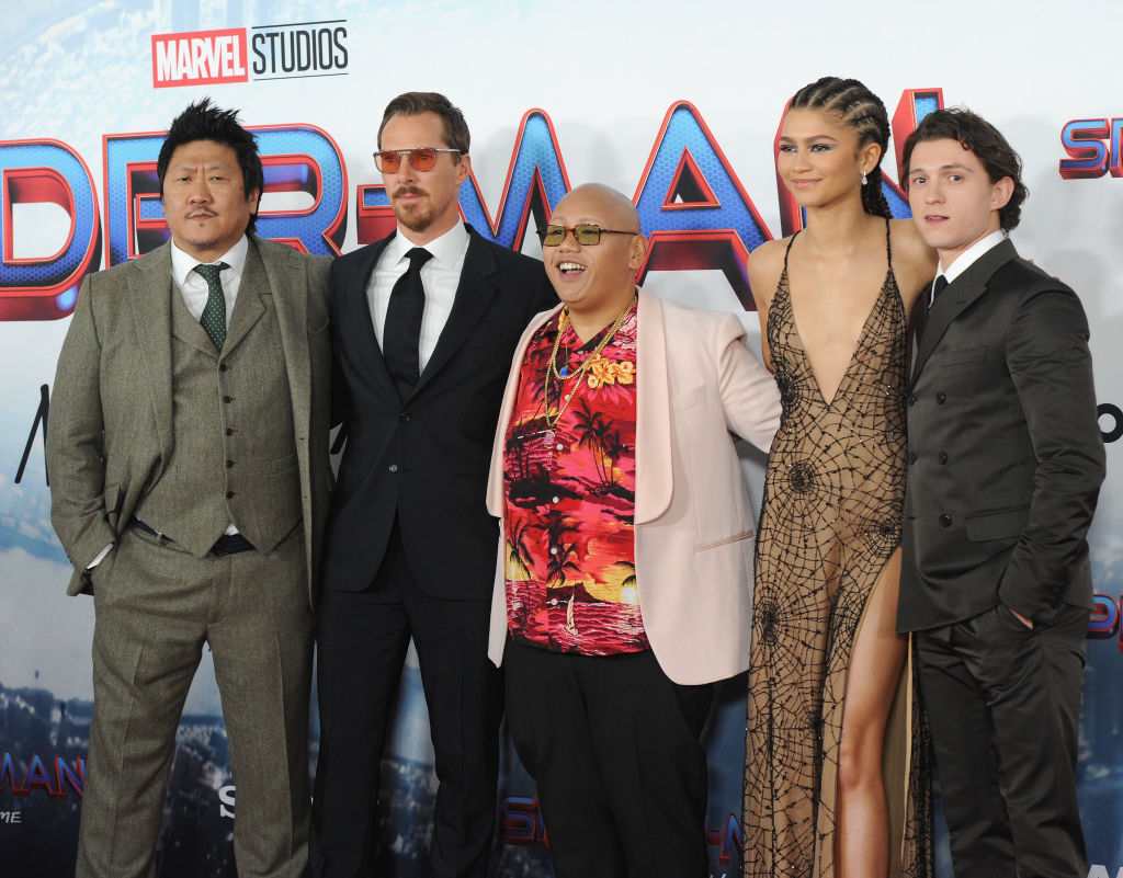 Benedict Wong, Benedict Cumberbatch, Jacob Batalon, Zendaya and Tom Holland attend Sony Pictures' "Spider-Man: No Way Home" Los Angeles Premiere held at The Regency Village Theatre on December 13, 2021 in Los Angeles, California.