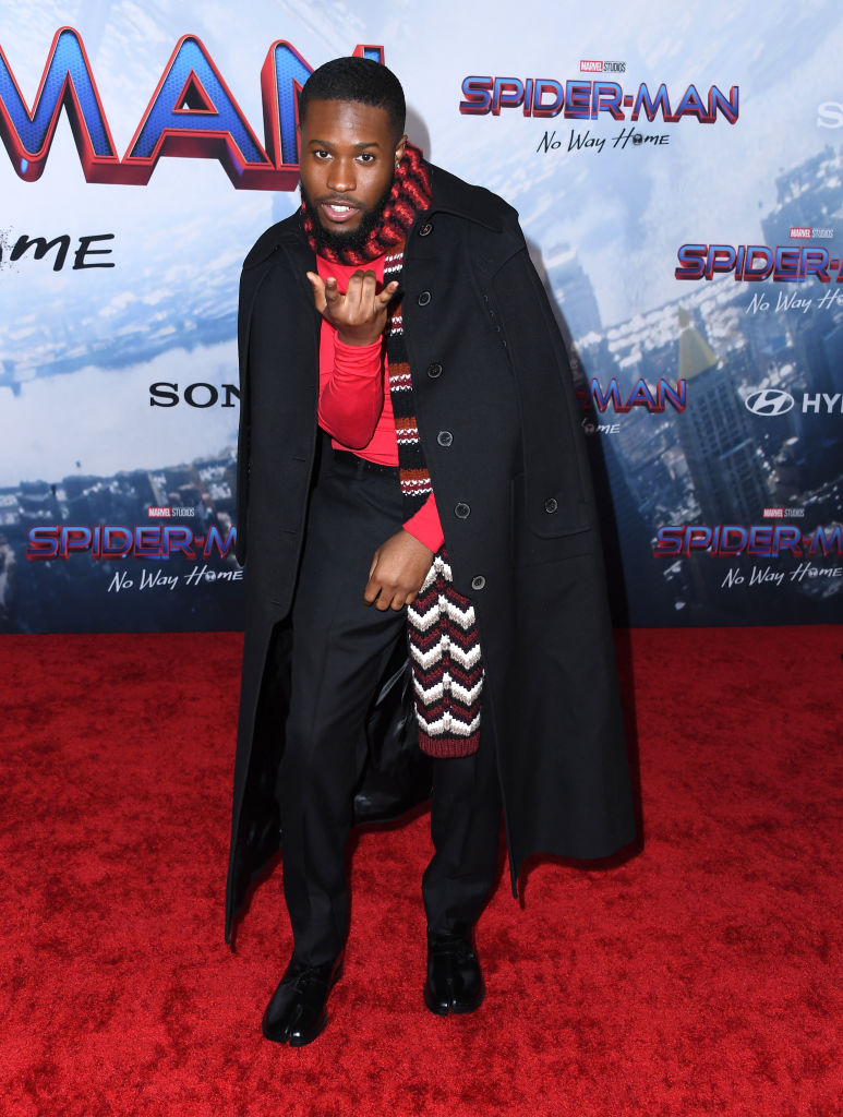 Shameik Moore arrives at the Sony Pictures' "Spider-Man: No Way Home" Los Angeles Premiere on December 13, 2021 in Los Angeles, California. 