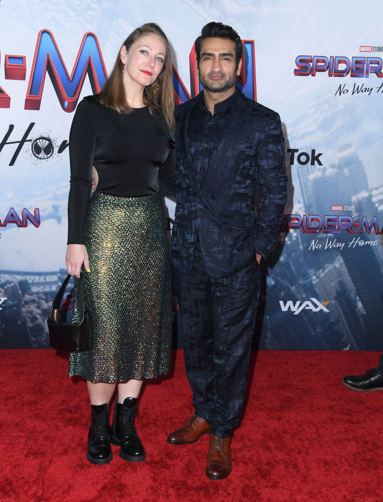 Kumail Nanjiani, Emily V. Gordon arrives at the Sony Pictures' "Spider-Man: No Way Home" Los Angeles Premiere on December 13, 2021 in Los Angeles, California. 