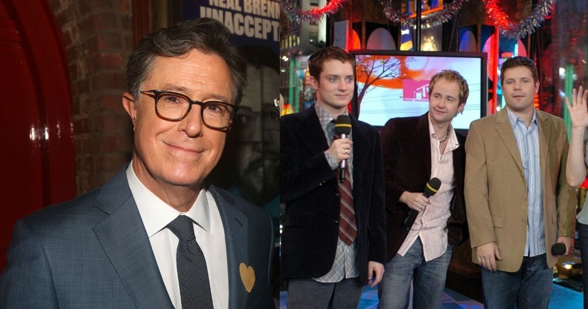 Stephen Colbert, Elijah Wood, Billy Boyd, and Sean Astin