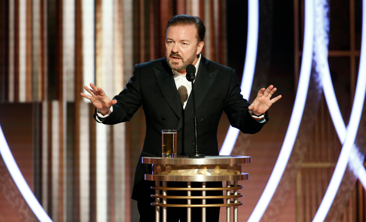 Ricky Gervais hosting the 2020 Golden Globes