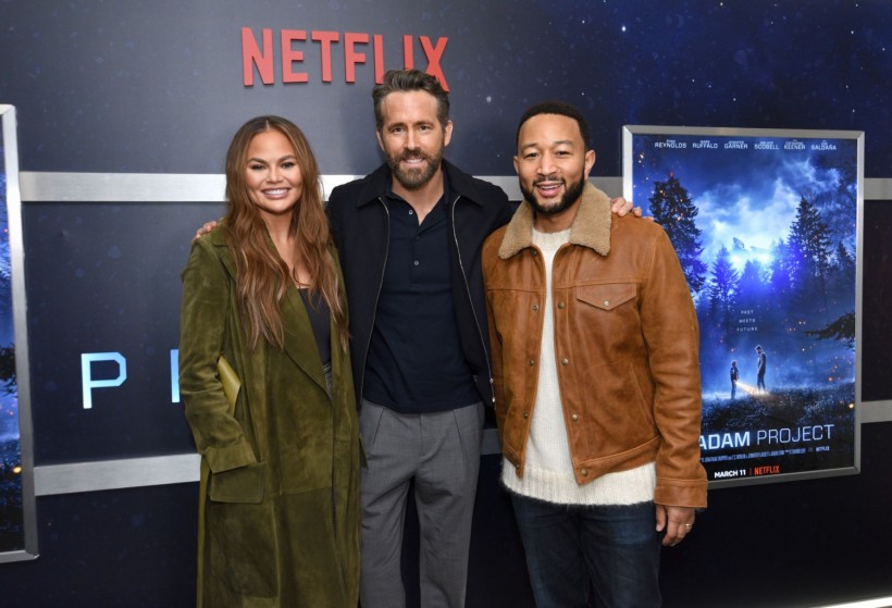 Chrissy Teigen, Ryan Reynolds and John Legend attend The Adam Project Los Angeles special screening at The London West Hollywood at Beverly Hills on February 15, 2022 in West Hollywood, California. (Photo by Vivien Killilea/Getty Images for Netflix)