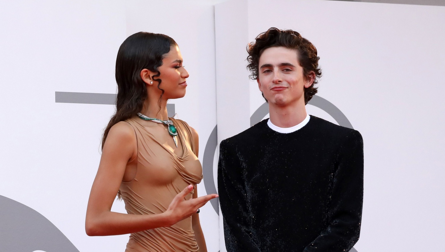 Zendaya and Timothée Chalamet attend the red carpet of the movie "Dune" during the 78th Venice International Film Festival on September 03, 2021 in Venice, Italy. 