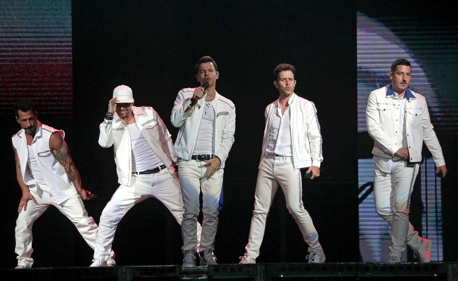 New Kids on the Block perform in concert at TD Garden in Boston on June 28, 2019. (Photo by Barry Chin/The Boston Globe via Getty Images)