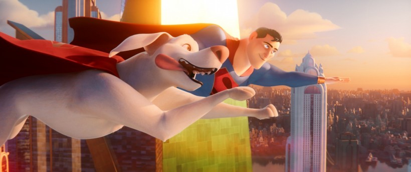 DWAYNE JOHNSON as Krypto and JOHN KRASINSKI as Superman in Warner Bros. Pictures’ animated action adventure “DC LEAGUE OF SUPER-PETS,” a Warner Bros. Pictures release.