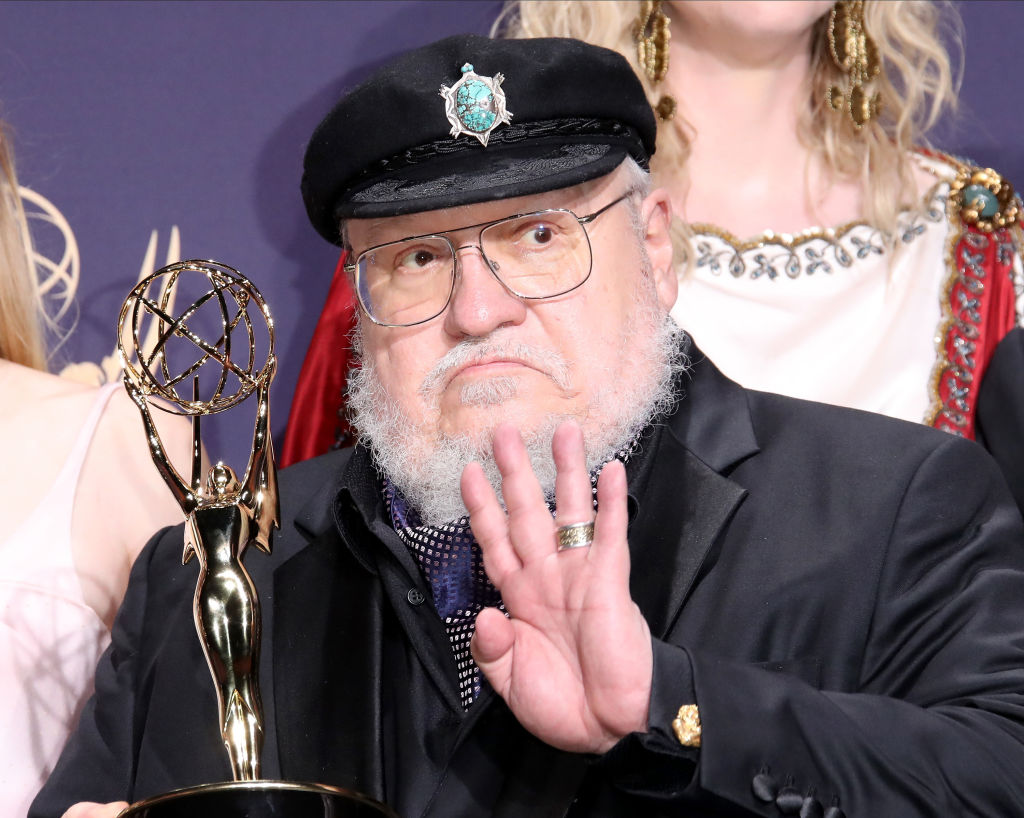 George R. R. Martin poses with award for Outstanding Drama Series in the press room during the 71st Emmy Awards at Microsoft Theater on September 22, 2019 in Los Angeles, California. 