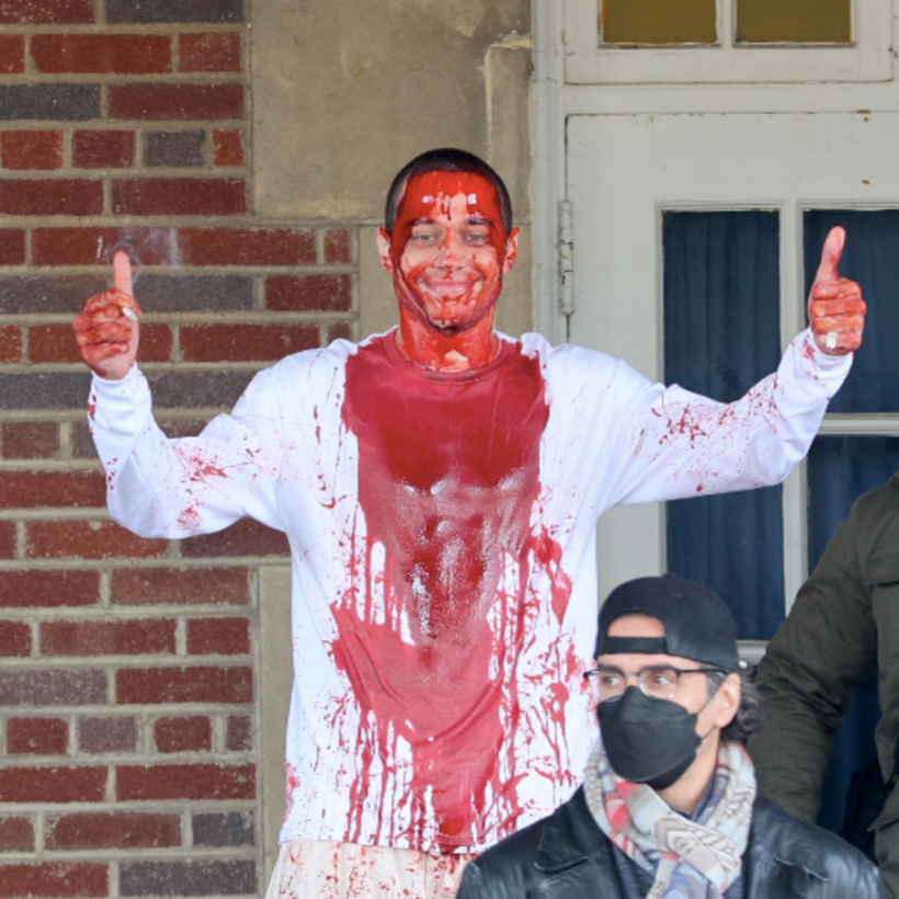 pete davidson covered in blood for new movie the home not because of kanye west or fans