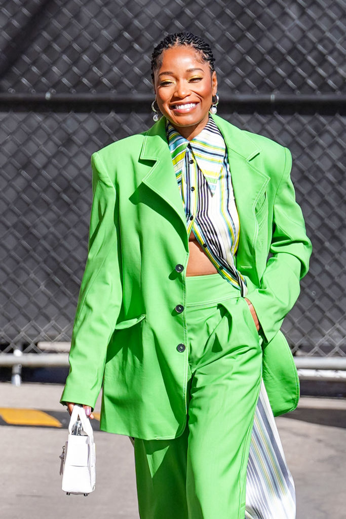 Keke Palmer is seen arriving at 'Jimmy Kimmel Live' TV Show on March 16, 2022 in Los Angeles, California. 