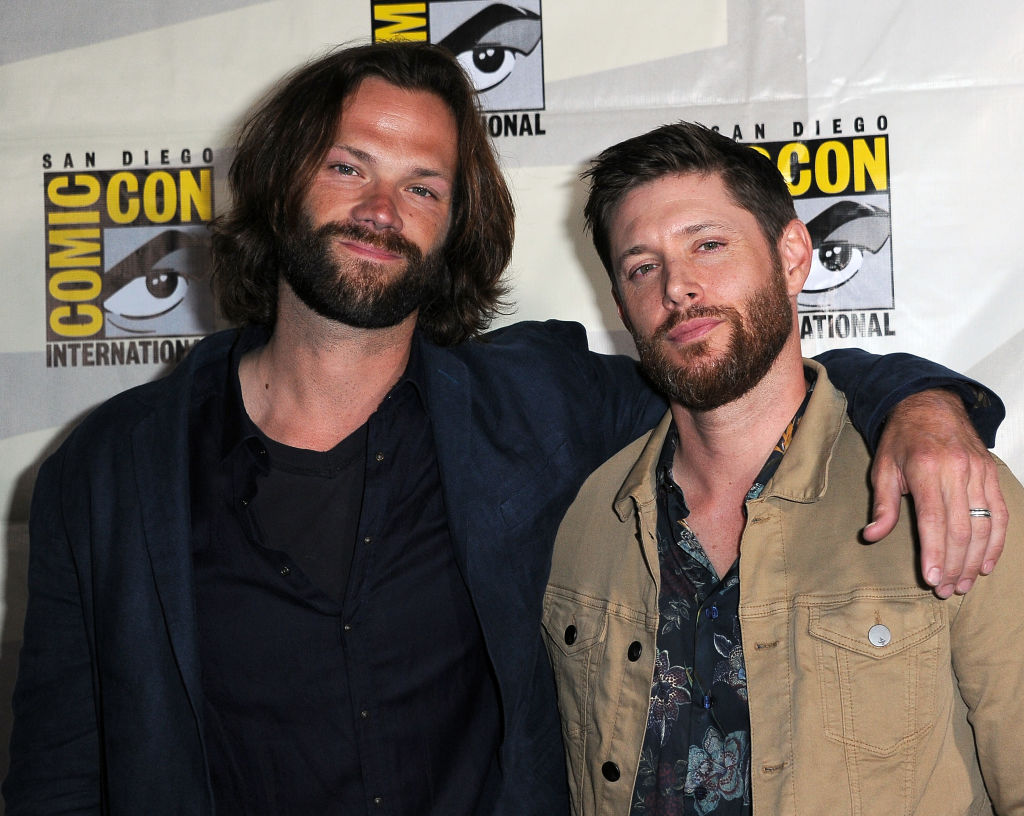Jared Padalecki and Jensen Ackles attend the "Supernatural" Special Video Presentation and Q&A during 2019 Comic-Con International at San Diego Convention Center on July 21, 2019 in San Diego, California. 