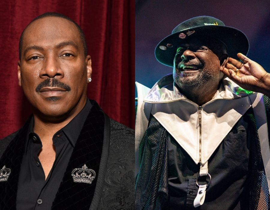Eddie Murphy (Photo by Michael Kovac/Getty Images for Niche Imports) And George Clinton (Photo by Jack Vartoogian/Getty Images)