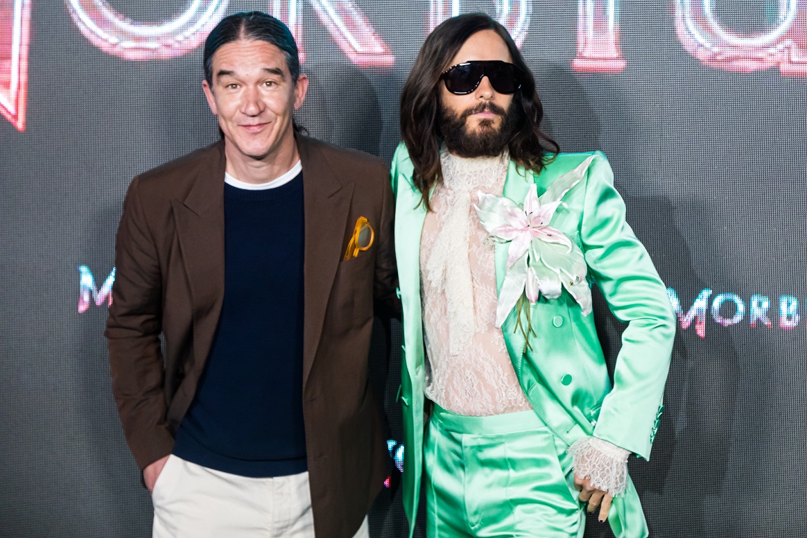 Filmmaker Daniel Espinosa and actor Jared Leto attend the 'Morbius' premiere at Callao cinemas on March 23, 2022 in Madrid, Spain. (Photo by David Benito/WireImage)