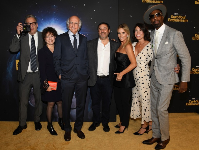 Jeff Garlin, Susie Essman, Larry David, Jeff Schaffer, Cheryl Hines, guest, and J.B. Smoove attend the Premiere Of HBO's 