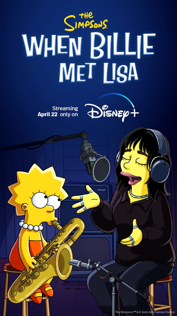 When Lisa Met Billie Key Art the simpsons short premiering on disney+ april 22