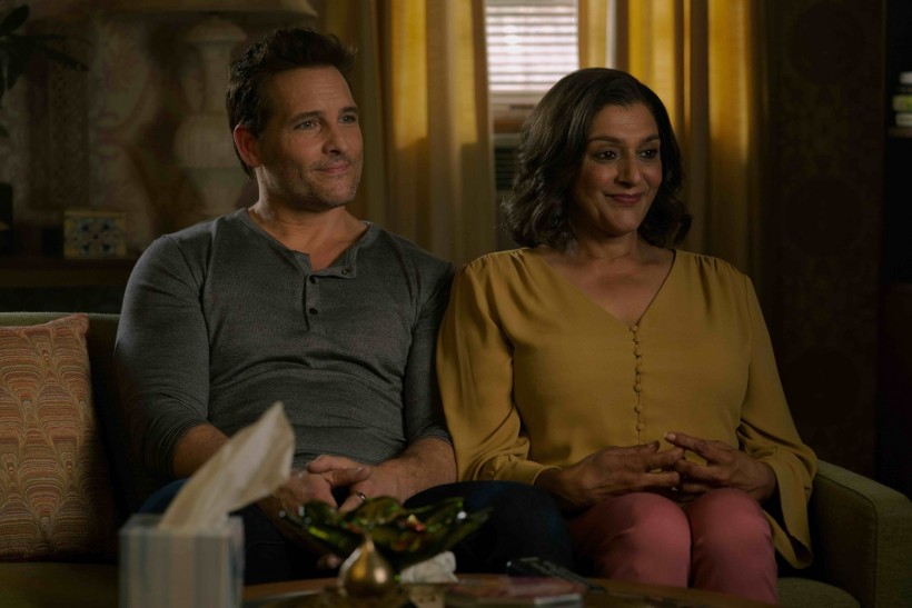 Peter Facinelli and Meera Syal in “Roar,” now streaming on Apple TV+.