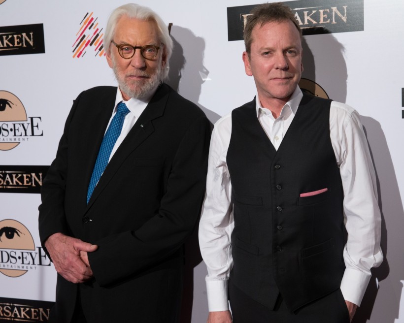  Actors Donald Sutherland (L) and Kiefer Sutherland attend the screening of Momentum Pictures' 'Forsaken' at Autry Museum of the American West on February 16, 2016 in Los Angeles, California. (Photo by Imeh Akpanudosen/Getty Images)