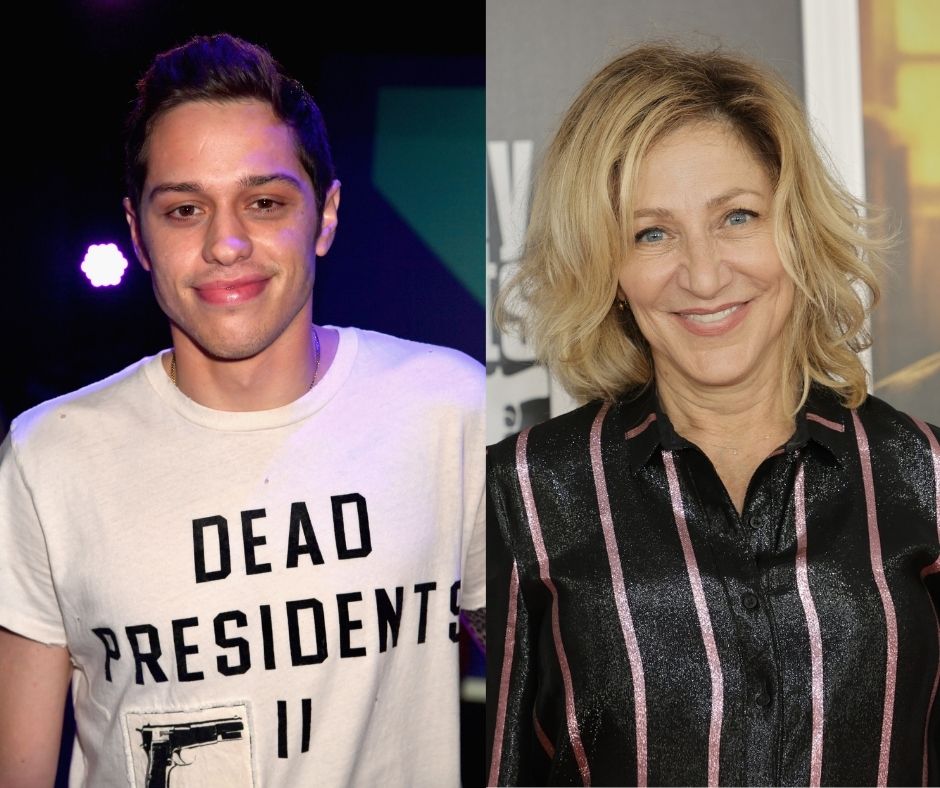 Pete Davidson (Photo by Jeff Kravitz/FilmMagic) and Edie Falco (Photo by Jamie McCarthy/Getty Images)