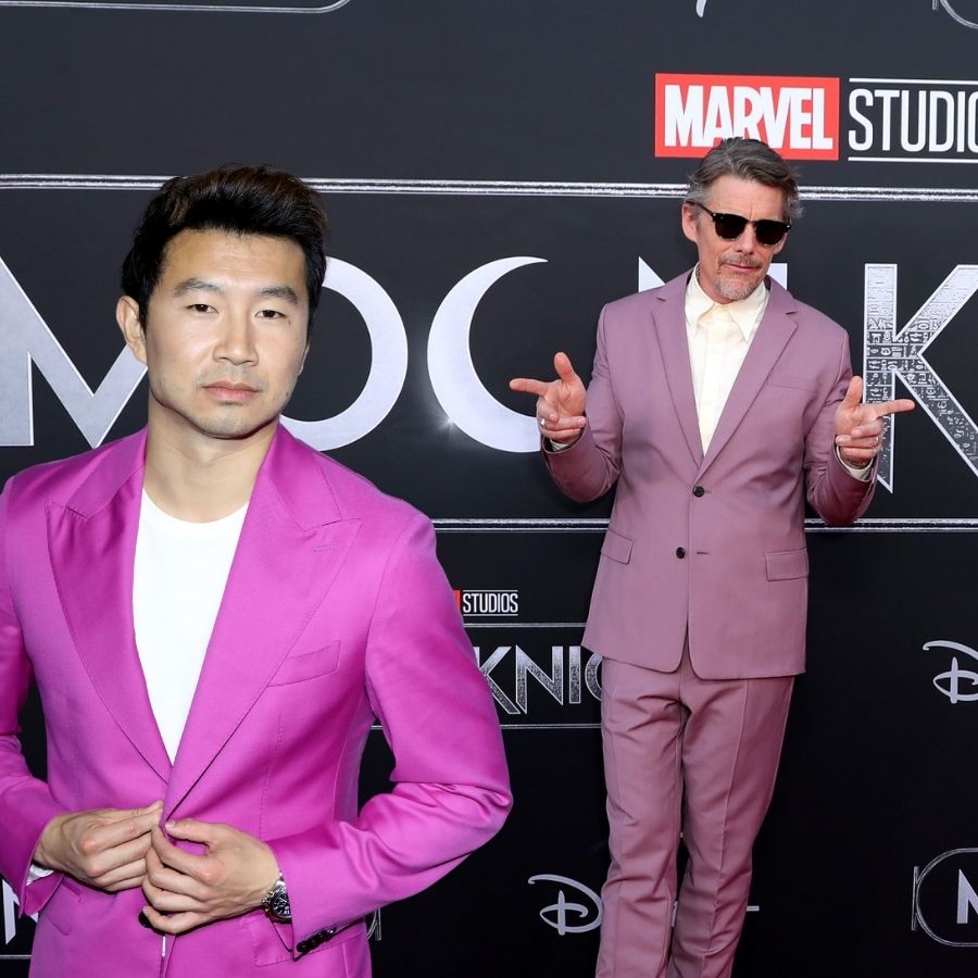 Simu Liu (Photo by Jeremy Chan/Getty Images) and Ethan Hawke (Photo by Leon Bennett/Getty Images)