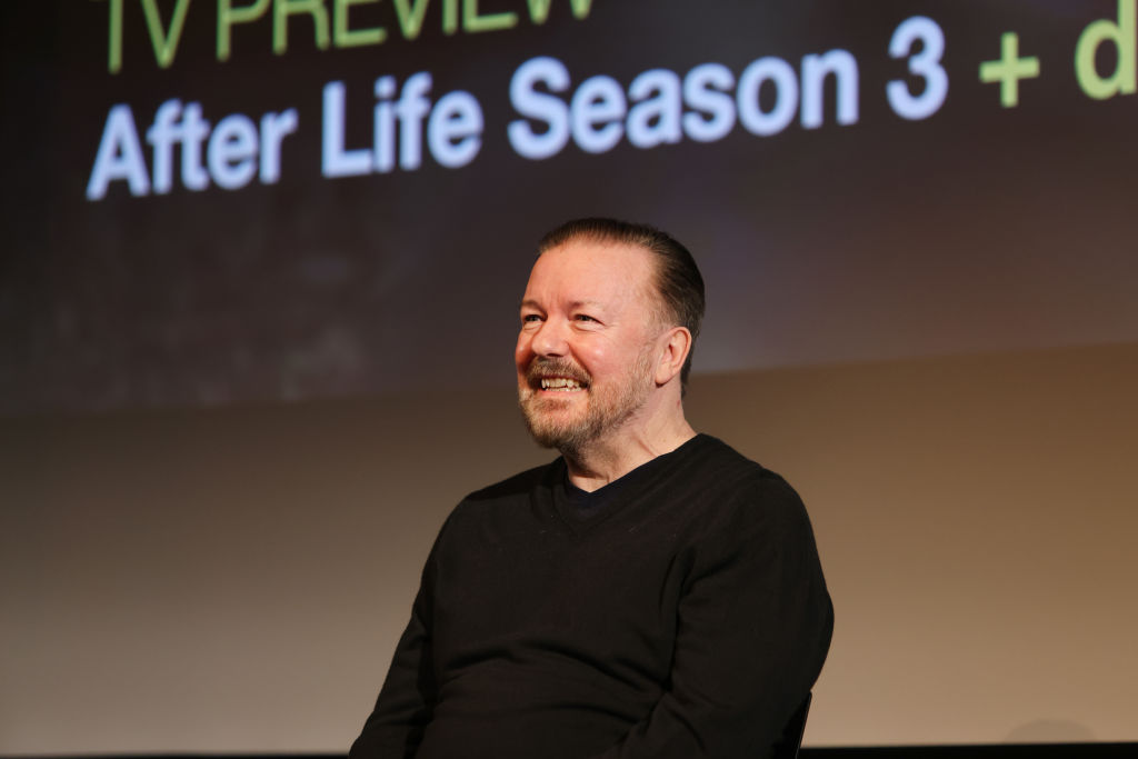 Ricky Gervais speaks onstage at the Season 3 Premiere of Netflix's "After Life" at the BFI Southbank on January 6, 2022 in London, England.