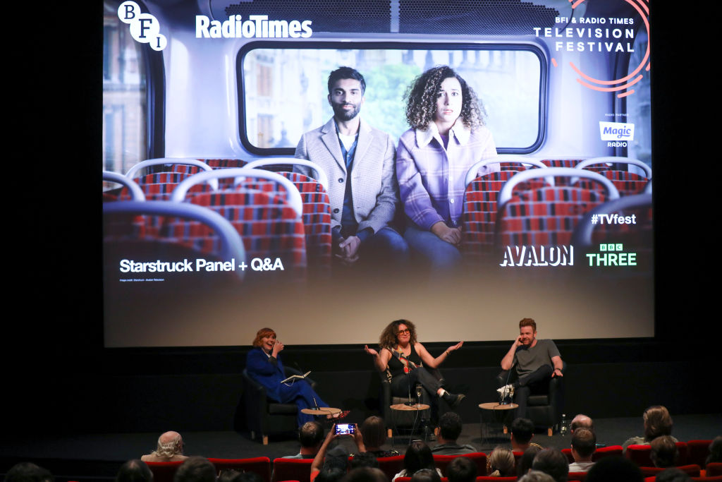Lucy Ford, Rose Matafeo and Nic Sampson attend the Q&A for "Starstruck" at BFI & Radio Times Television Festival at BFI Southbank on May 22, 2022 in London, England. 
