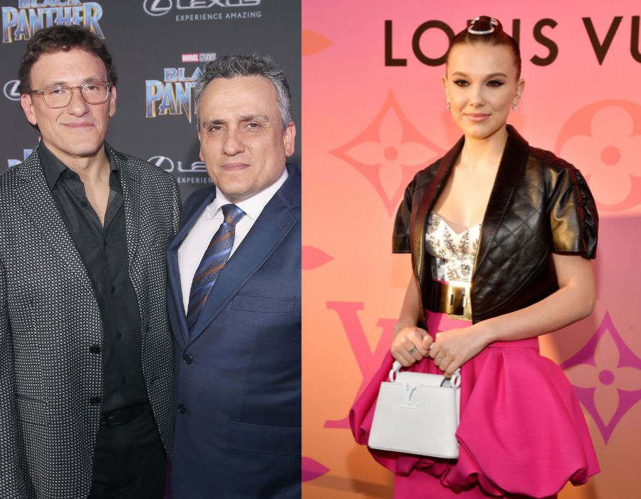 Anthony Russo, Joe Russo (Photo by Jesse Grant/Getty Images for Disney), and Millie Bobby Brown (Photo by Matt Winkelmeyer/Getty Images for Louis Vuitton).