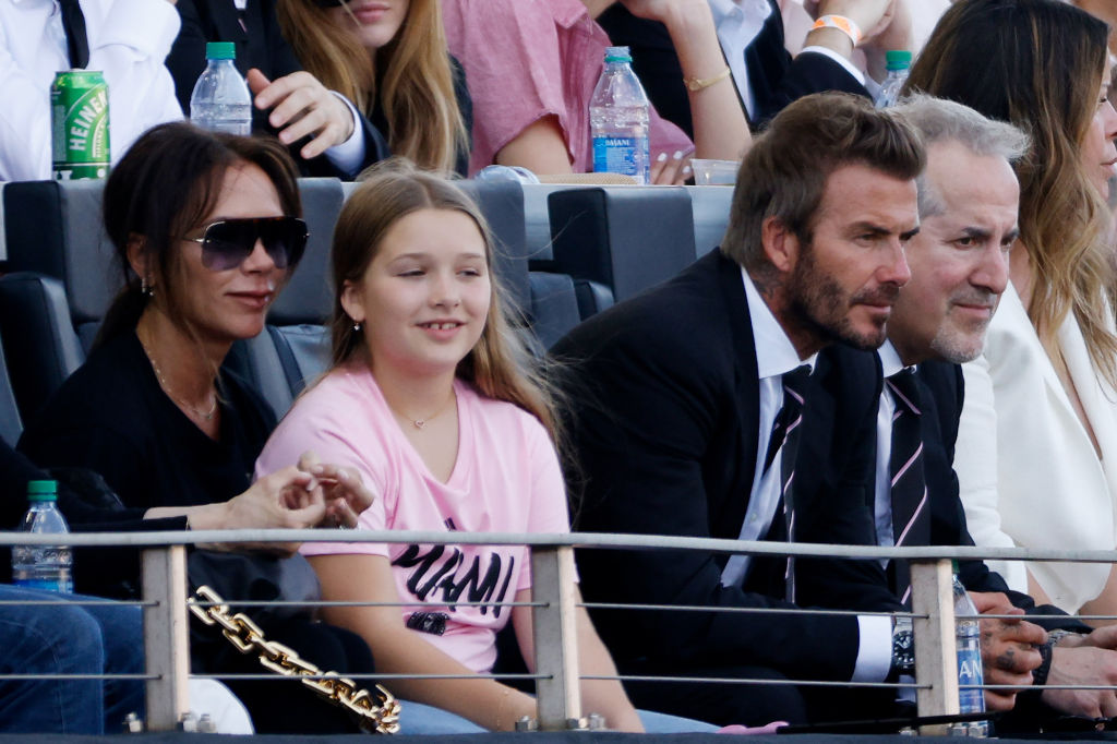 Victoria Beckham, Harper, and David Beckham