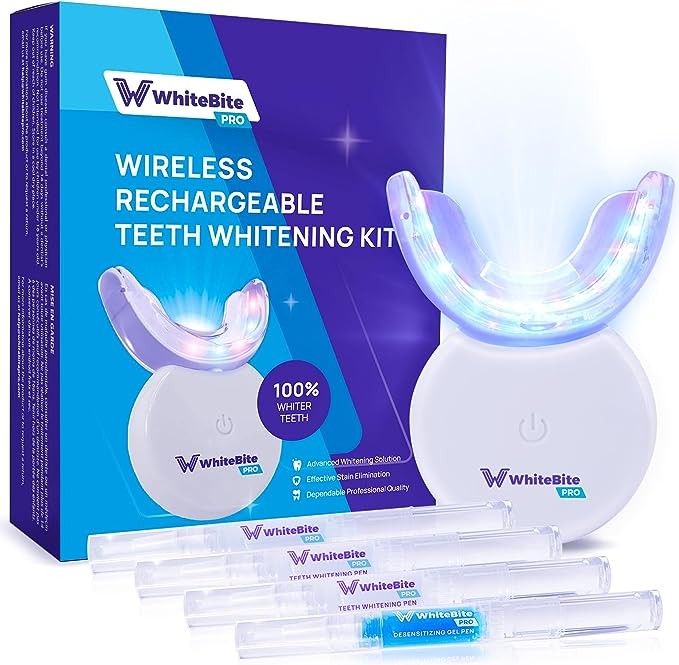 Whitebite Pro Tooth Whitener 32X LED Light with Hydrogen Carbamide Peroxide for Sensitive Teeth