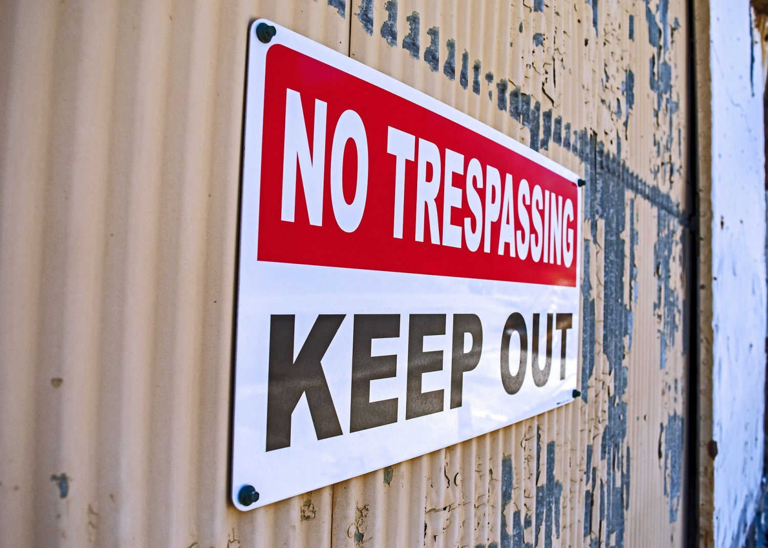 A "No trespassing" sign