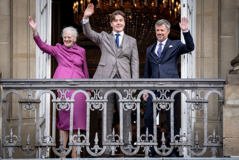 Denmark's Queen Margrethe (L), Crown Prince Frederik (R) and Prince Christian