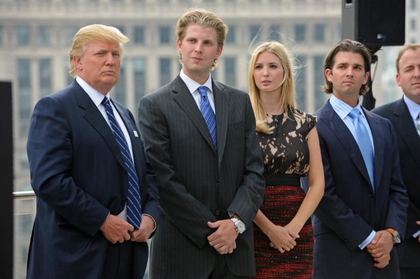 Donald Trump and his children Eric Trump, Ivanka Trump, and Donald Trump Jr.