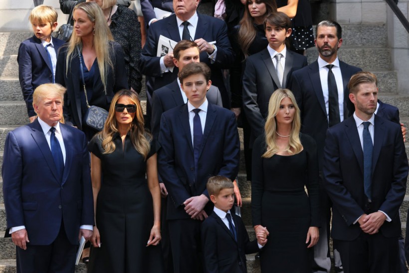 Donald Trump and his wife Melania Trump along with their son Barron Trump and Ivanka Trump, Eric Trump and Donald Trump Jr. 