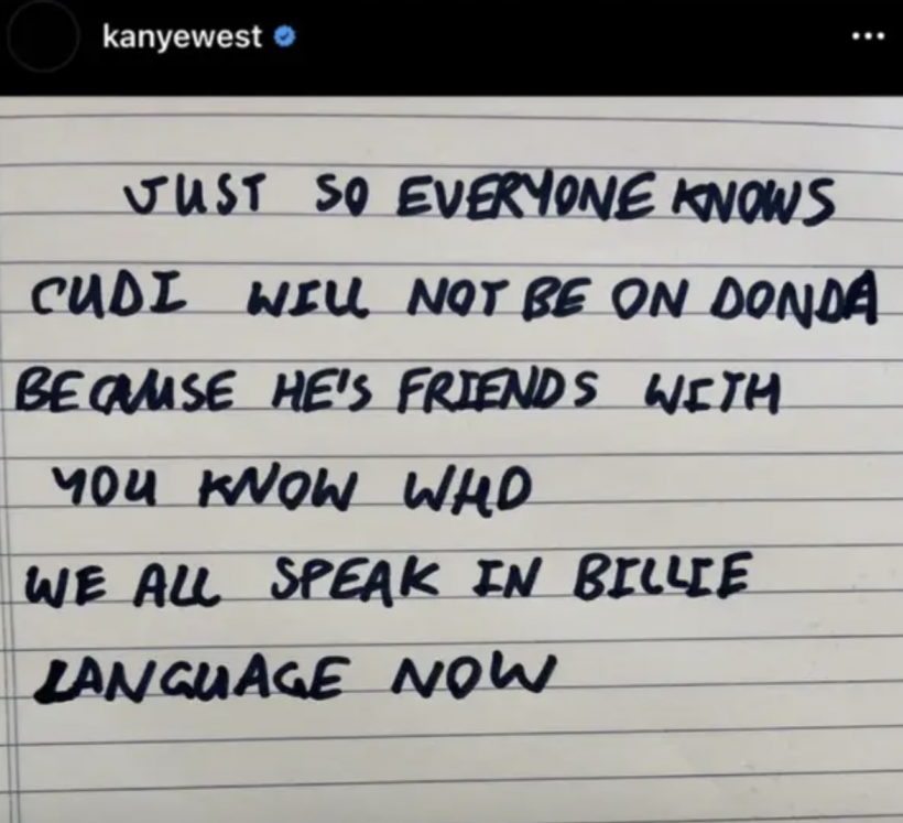 Kanye Note to Fans