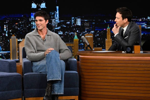 ONIGHT SHOW STARRING JIMMY FALLON -- Episode 1905 -- Pictured: (l-r) Actor Jacob Elordi during an interview with host Jimmy Fallon on Thursday, January 18, 2024 