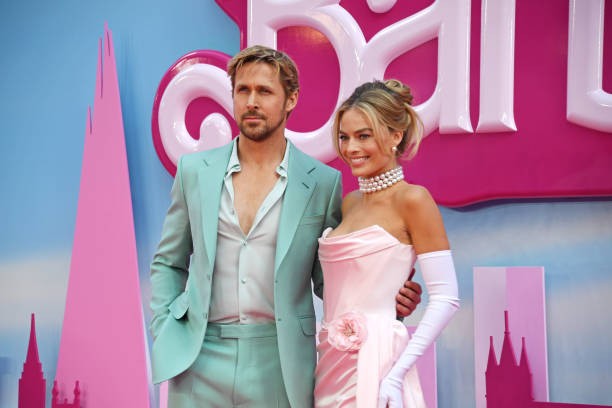 LONDON, ENGLAND - JULY 12: Ryan Gosling and Margot Robbie attend the European Premiere of 