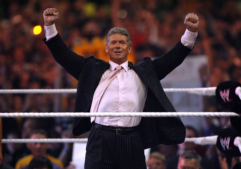 Vince McMahon gets the crowd ready for the main event of the night 