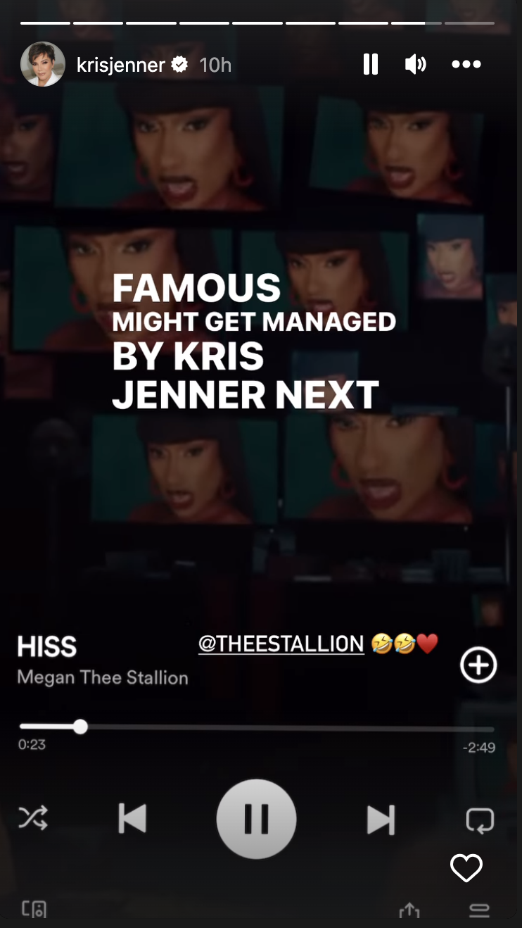 Kris Jenner reposts Megan Thee Stallion's Diss Track 