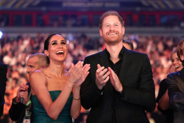 DUESSELDORF, GERMANY - SEPTEMBER 16: Prince Harry, Duke of Sussex, and Meghan, Duchess of Sussex attend the closing ceremony of the Invictus Games Düsseldorf 2023 at Merkur Spiel-Arena on September 16, 2023 in Duesseldorf, Germany. 