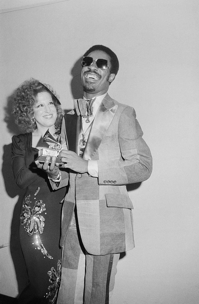 Bette Midler Presents Stevie Wonder with Grammy Award